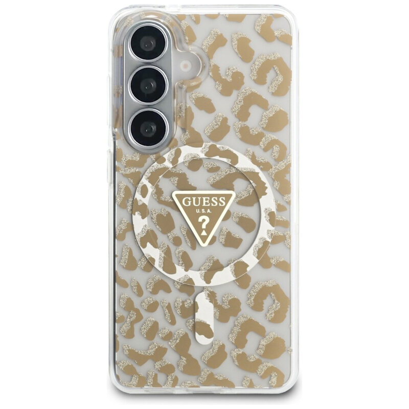 Husa Samsung Galaxy S26 originala Guess IML Leopard Print Triangle, maro, GUHMS26SHLEGTGLW