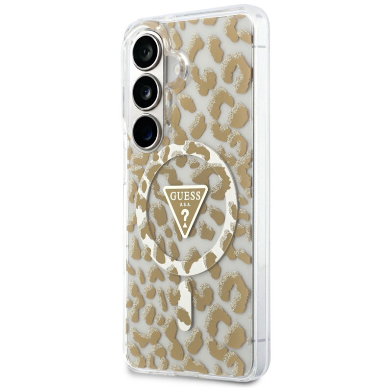 Husa Samsung Galaxy S26 originala Guess IML Leopard Print Triangle, maro, GUHMS26SHLEGTGLW