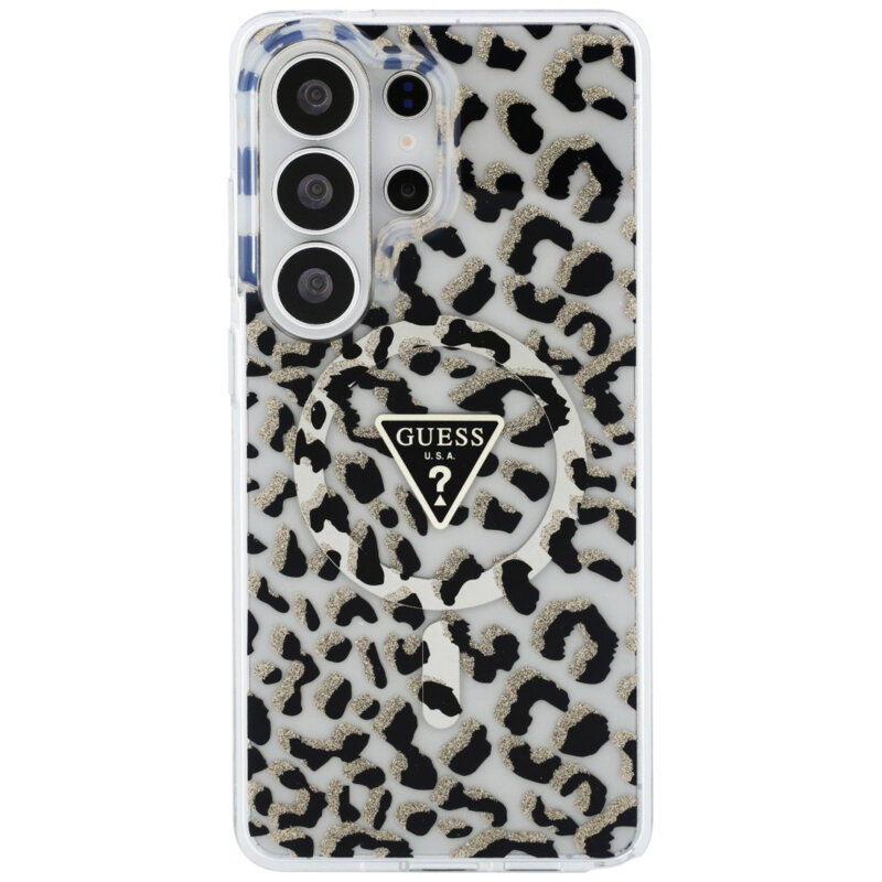 Husa Samsung Galaxy S26 Ultra originala Guess IML Leopard Print Triangle MagSafe, negru, GUHMS26LHLEGTGLK