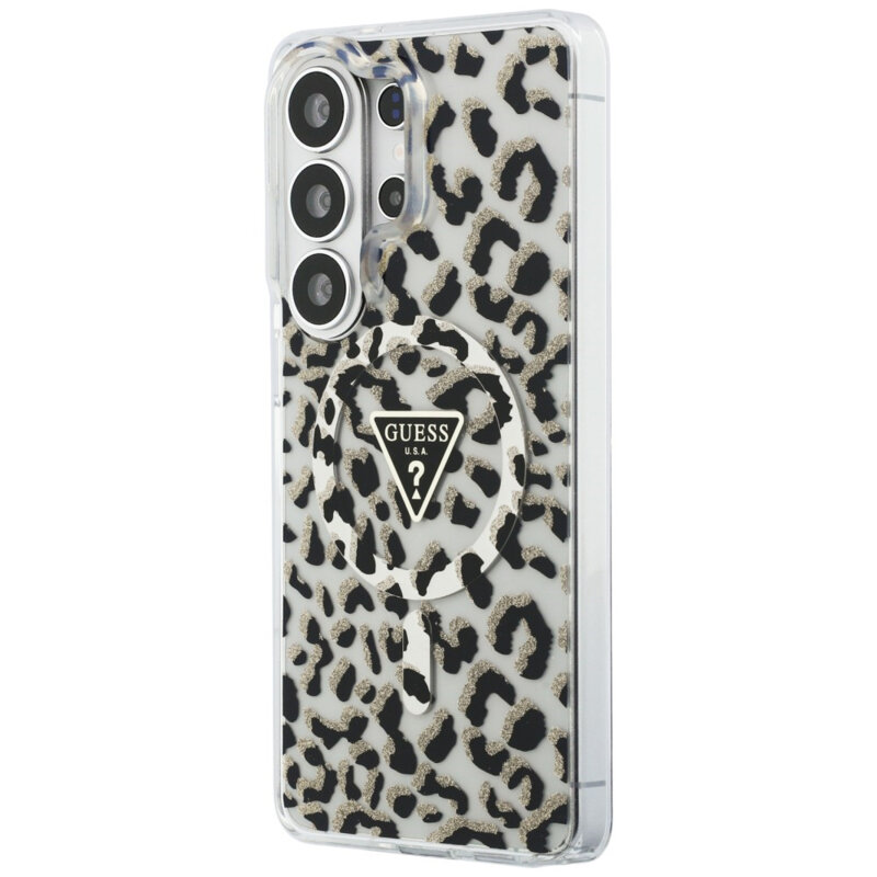 Husa Samsung Galaxy S26 Ultra originala Guess IML Leopard Print Triangle MagSafe, negru, GUHMS26LHLEGTGLK