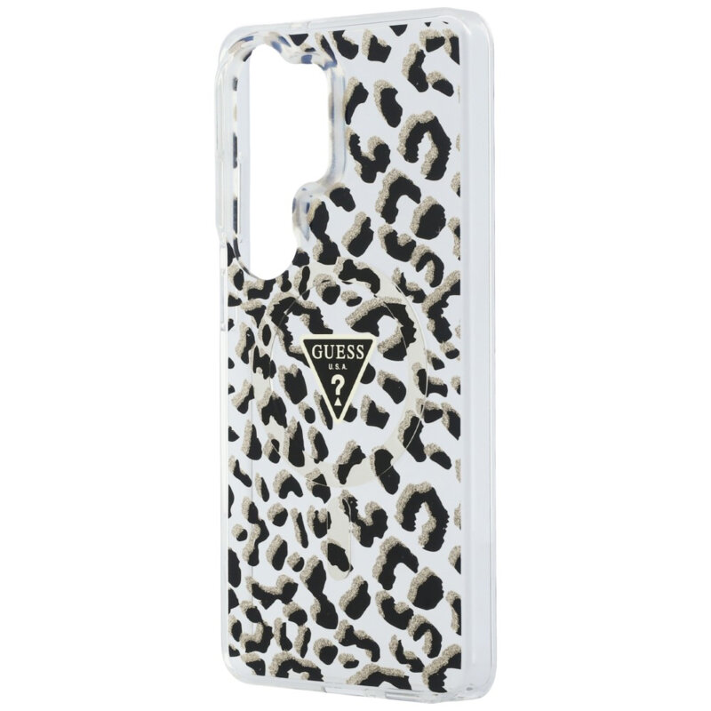 Husa Samsung Galaxy S26 Ultra originala Guess IML Leopard Print Triangle MagSafe, negru, GUHMS26LHLEGTGLK
