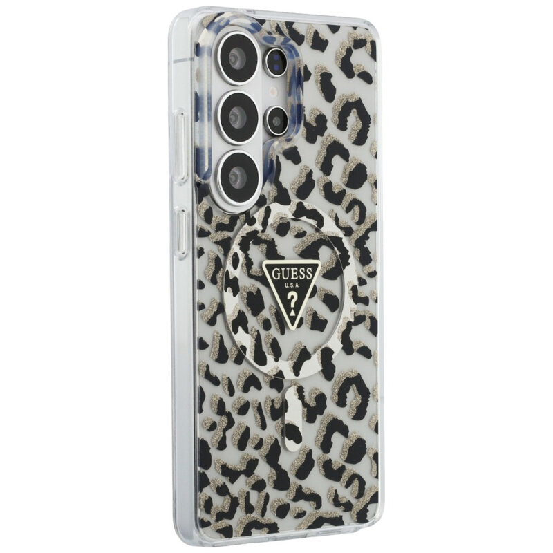 Husa Samsung Galaxy S26 Ultra originala Guess IML Leopard Print Triangle MagSafe, negru, GUHMS26LHLEGTGLK