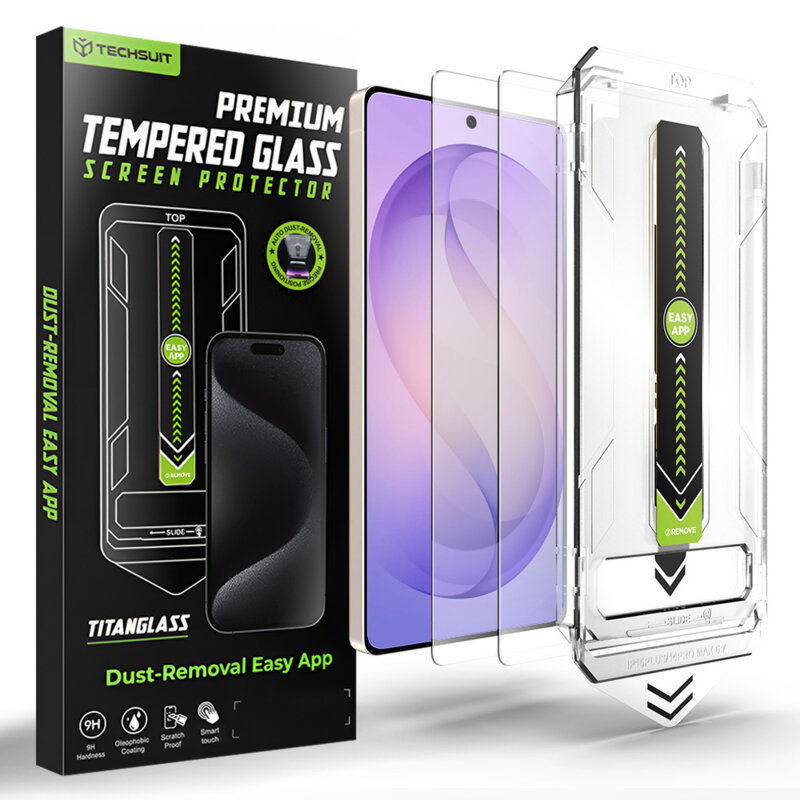 [Pachet 2x] Folie Samsung Galaxy S26 Ultra, deblocare prin amprenta, Techsuit TitanGlass CrystalHD, transparenta