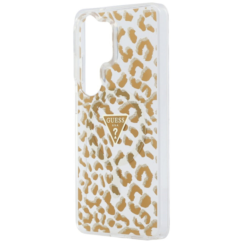 Husa Samsung Galaxy S26 Ultra originala Guess IML Leopard Print Triangle MagSafe, maro, GUHMS26LHLEGTGLW