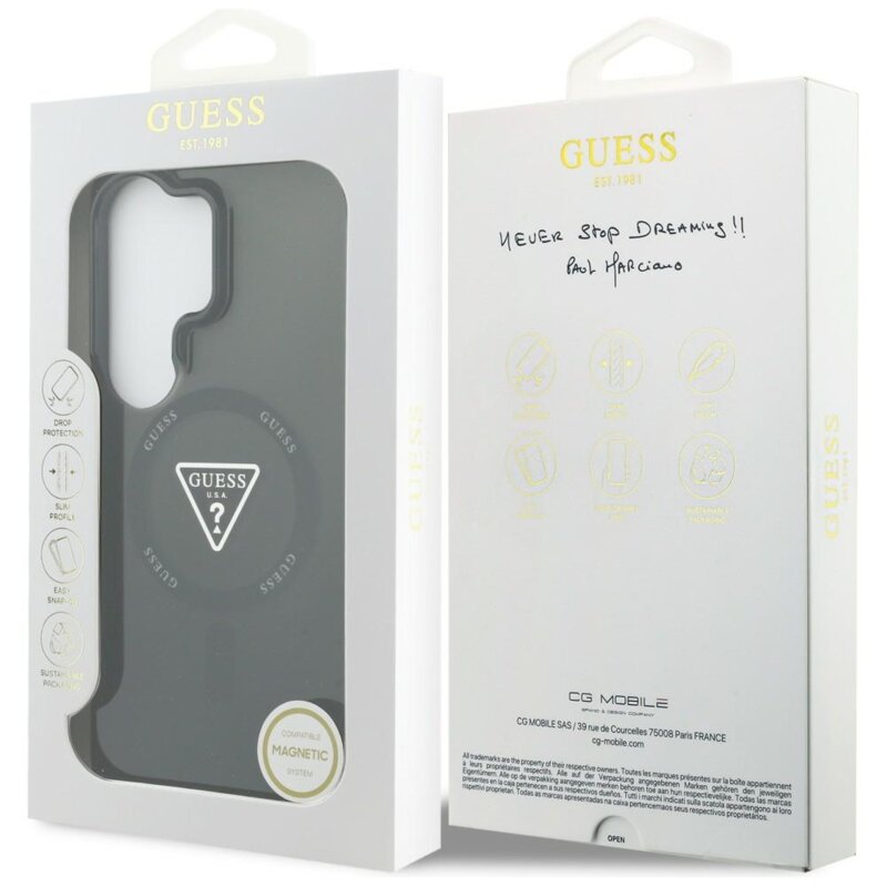 Husa Samsung Galaxy S26 Ultra originala Guess IML Gradient Triangle MagSafe, negru, GUHMS26LHGTMLCGK