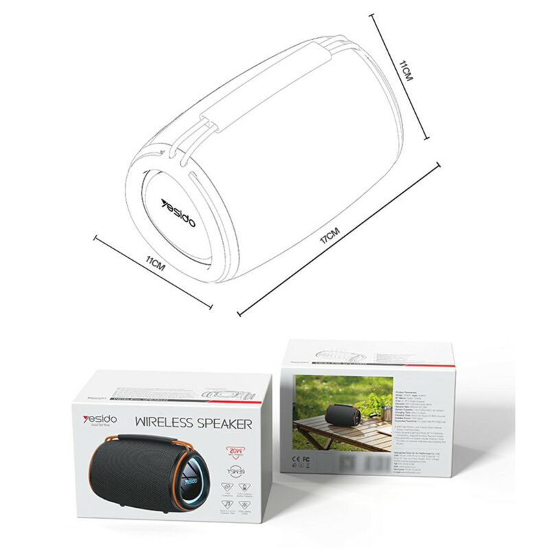Boxa portabila Bluetooth 5.3 Yesido YSW39, 1200mAh, 20W, negru