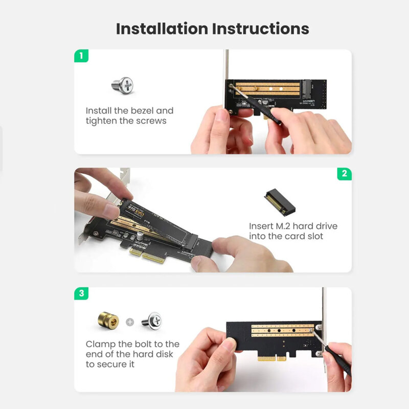 Adaptor card pentru SSD, M.2 NVME la PCIe 3.0 X4 Ugreen, negru, 70503