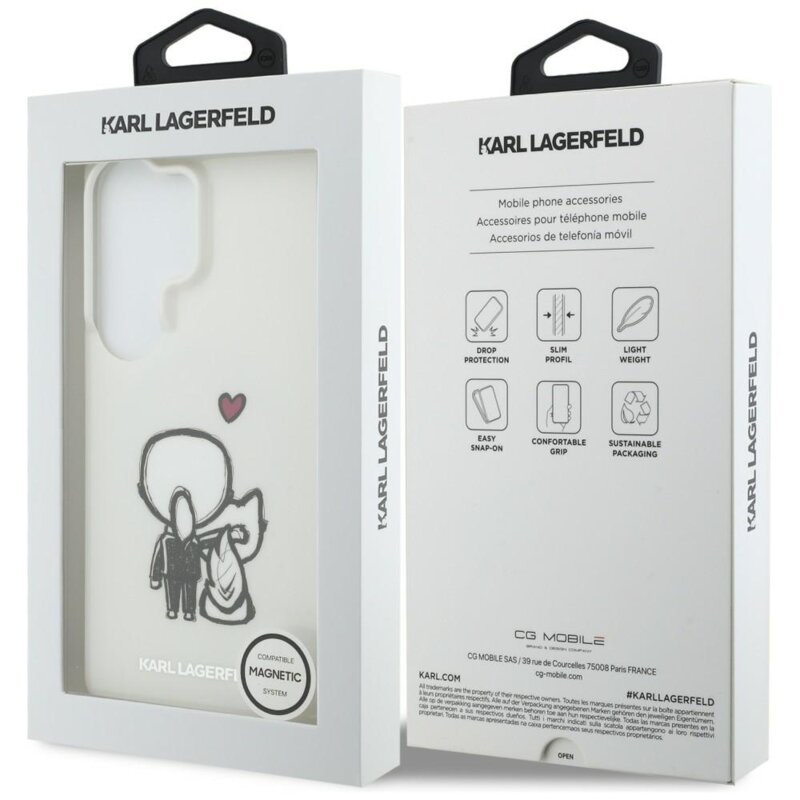 Husa Samsung Galaxy S26 Ultra Karl Lagerfeld IML with K&C Back Logo MagSafe, KLHMS26L6HKCBHH, alb