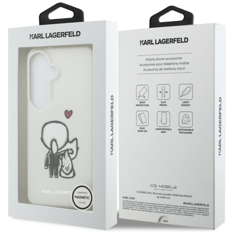 Husa Samsung Galaxy S26 Karl Lagerfeld IML with K&C Back Logo MagSafe, KLHMS26S6HKCBHH, alb