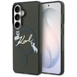 Husa Samsung Galaxy S26 Plus Karl Lagerfeld IML Choupette Karl Script Logo MagSafe, KLHMS26M5HKSCAK, negru