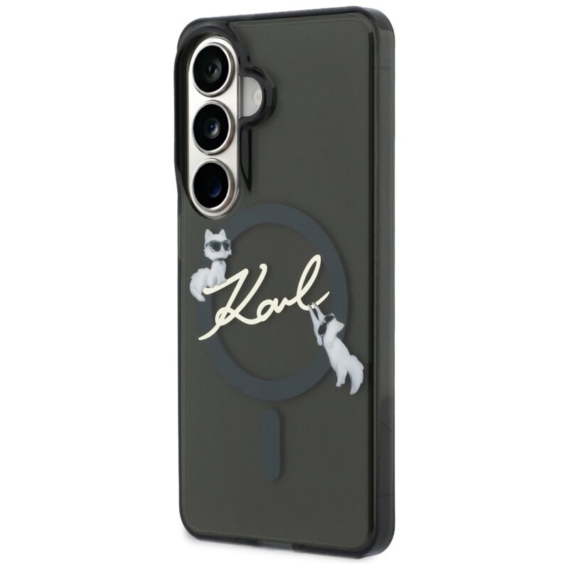Husa Samsung Galaxy S26 Plus Karl Lagerfeld IML Choupette Karl Script Logo MagSafe, KLHMS26M5HKSCAK, negru