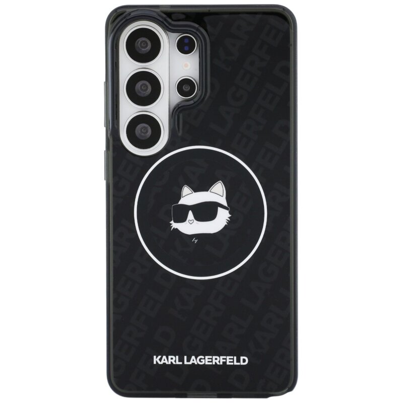 Husa Samsung Galaxy S26 Ultra Karl Lagerfeld IML Choupette Head on KL Repeated Logo MagSafe, KLHMS26LHMKBCHOK, negru