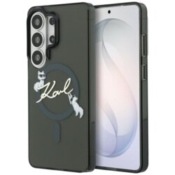 Husa Samsung Galaxy S26 Ultra Karl Lagerfeld IML Choupette Karl Script Logo MagSafe, KLHMS26L5HKSCAK, negru