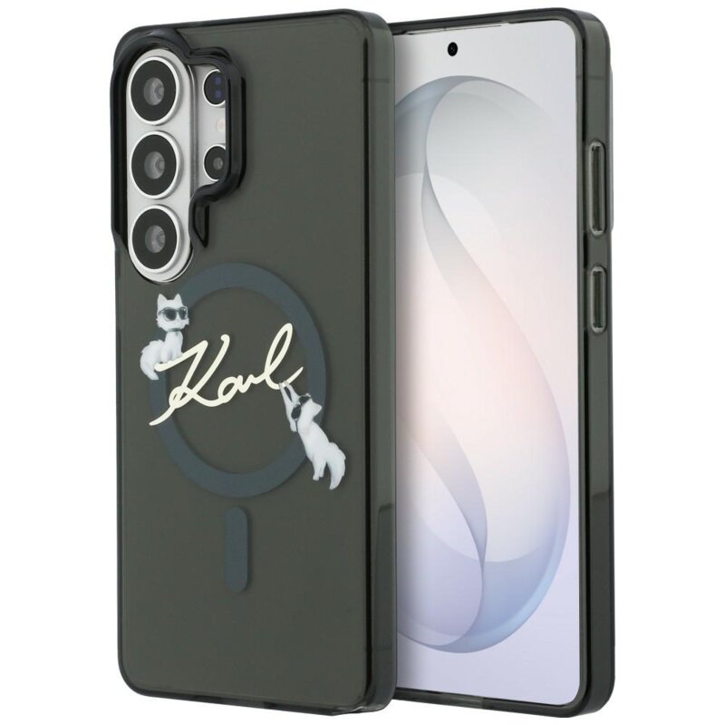 Husa Samsung Galaxy S26 Ultra Karl Lagerfeld IML Choupette Karl Script Logo MagSafe, KLHMS26L5HKSCAK, negru