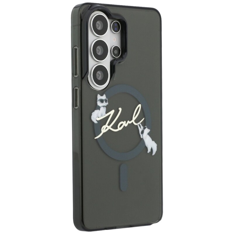 Husa Samsung Galaxy S26 Ultra Karl Lagerfeld IML Choupette Karl Script Logo MagSafe, KLHMS26L5HKSCAK, negru