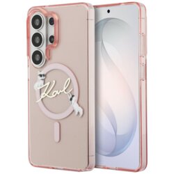 Husa Samsung Galaxy S26 Ultra Karl Lagerfeld IML Choupette Karl Script Logo MagSafe, KLHMS26L5HKSCAP, roz