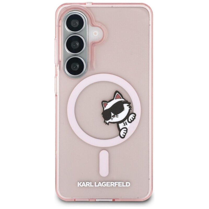 Husa Samsung Galaxy S26 Karl Lagerfeld IML Choupette Peekaboo Logo MagSafe, KLHMS26S6HCPSCP, roz