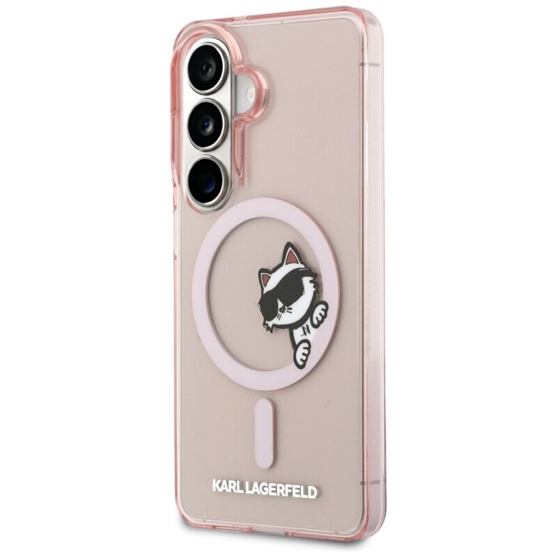 Husa Samsung Galaxy S26 Karl Lagerfeld IML Choupette Peekaboo Logo MagSafe, KLHMS26S6HCPSCP, roz