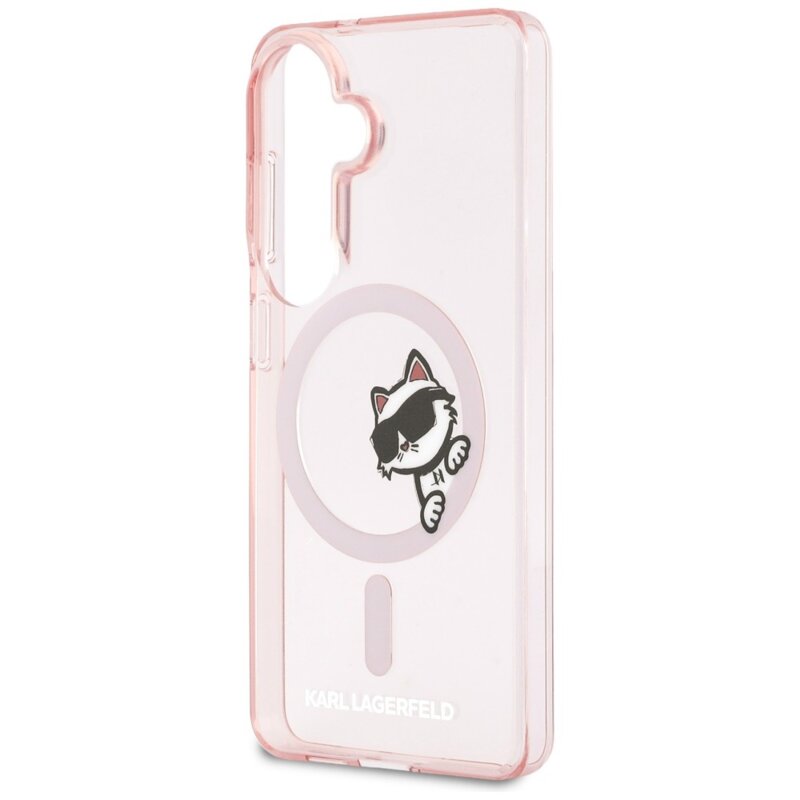 Husa Samsung Galaxy S26 Karl Lagerfeld IML Choupette Peekaboo Logo MagSafe, KLHMS26S6HCPSCP, roz