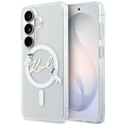 Husa Samsung Galaxy S26 Karl Lagerfeld IML Choupette Karl Script Logo MagSafe, KLHMS26S5HKSCAH, alb