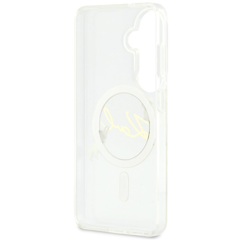 Husa Samsung Galaxy S26 Karl Lagerfeld IML Choupette Karl Script Logo MagSafe, KLHMS26S5HKSCAH, alb