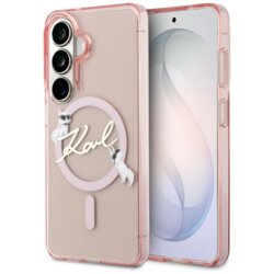 Husa Samsung Galaxy S26 Karl Lagerfeld IML Choupette Karl Script Logo MagSafe, KLHMS26S5HKSCAP, roz