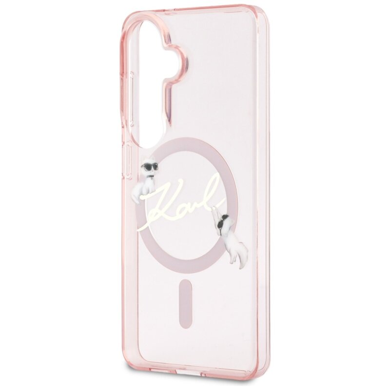 Husa Samsung Galaxy S26 Karl Lagerfeld IML Choupette Karl Script Logo MagSafe, KLHMS26S5HKSCAP, roz