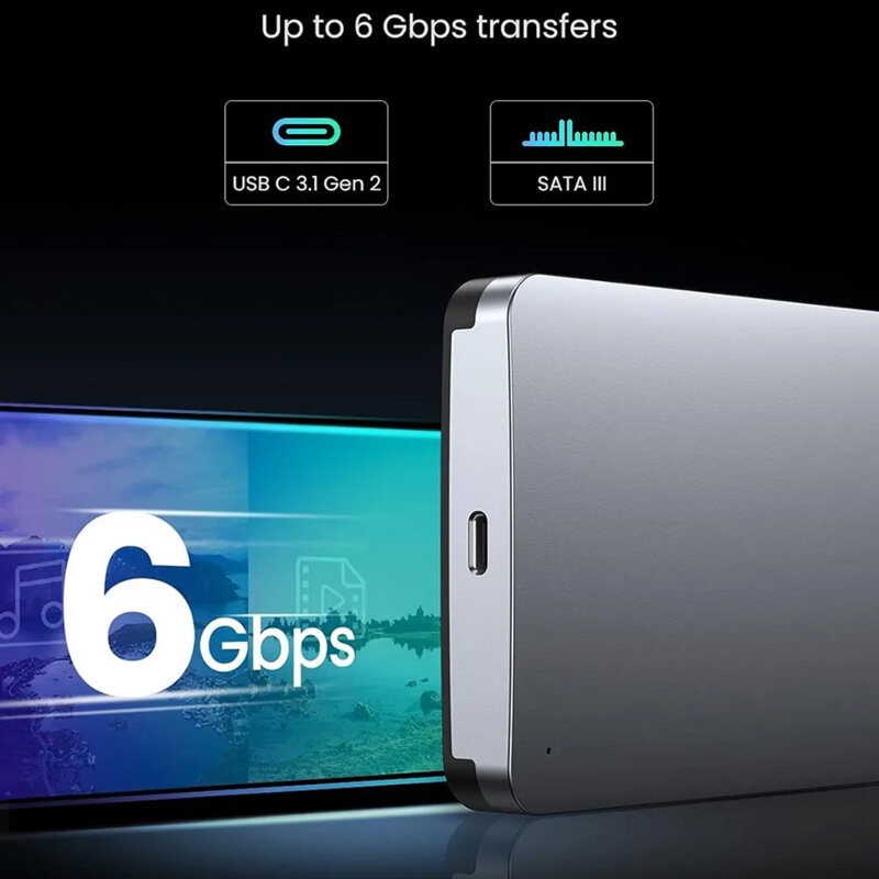 Carcasa rack HDD/SSD, SATA + cablu USB la Type-C Ugreen, 6Gbps, gri, 70498