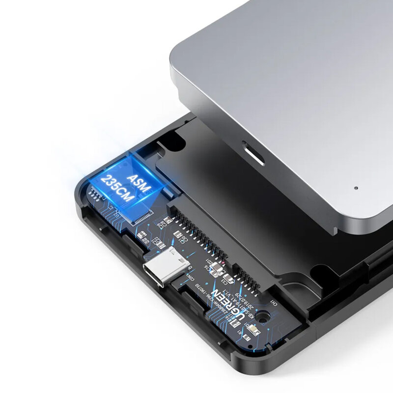 Carcasa rack HDD/SSD, SATA + cablu USB la Type-C Ugreen, 6Gbps, gri, 70498