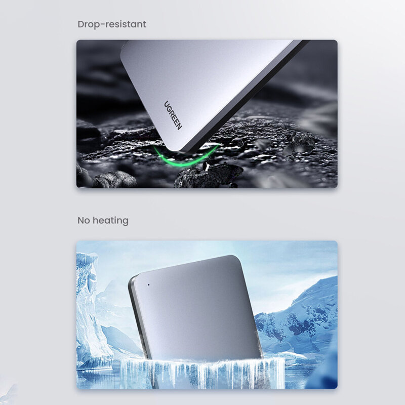 Carcasa rack HDD/SSD, SATA + cablu USB la Type-C Ugreen, 6Gbps, gri, 70498