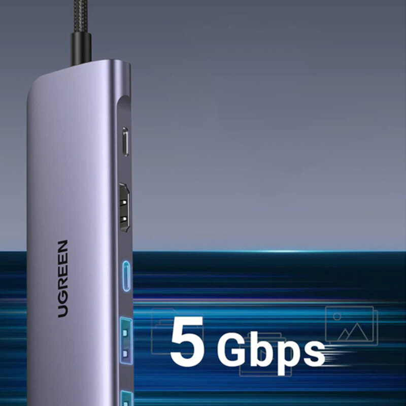 Hub 7in1 Type-C la USB, HDMI, Type-C, SD/TF, 100W Ugreen, 15214
