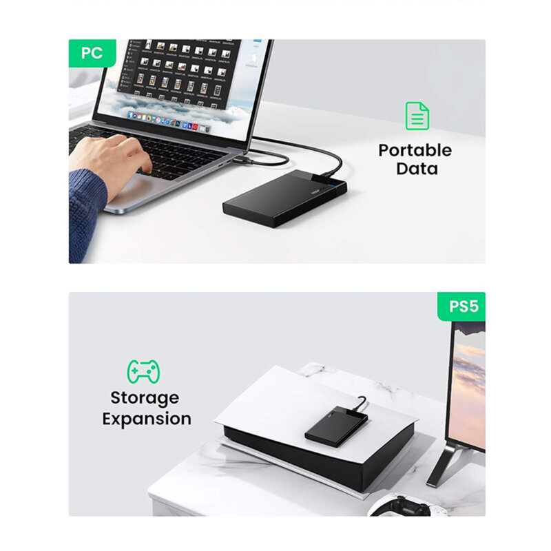 Carcasa rack SATA HDD/SDD 2.5inch + cablu tip C Ugreen, 50743
