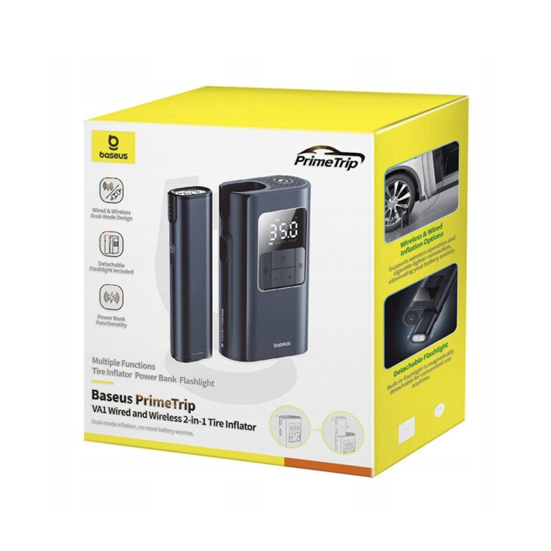 Compresor auto, baterie externa 75W Baseus, 6000mAh, negru