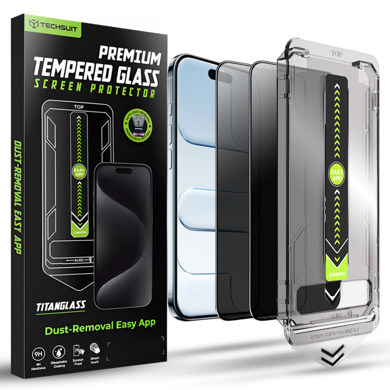 [Pachet 2x] Folie iPhone 17 Air Techsuit TitanGlass FullCover, privacy
