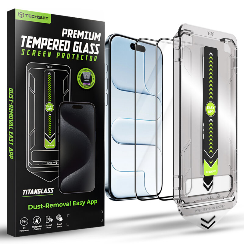 [Pachet 2x] Folie iPhone 17 Air Techsuit TitanGlass FullCover, negru