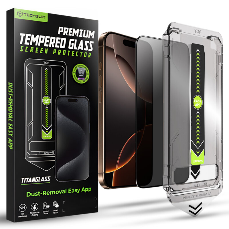 Folie iPhone 16 Pro Techsuit TitanGlass FullCover, privacy