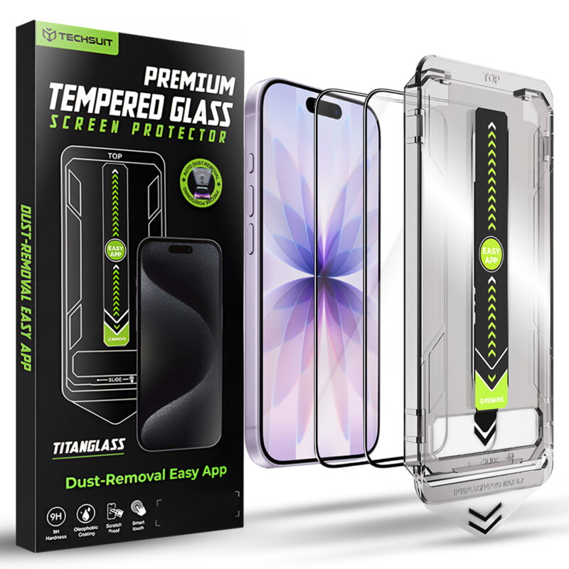 [Pachet 2x] Folie iPhone 17 Techsuit TitanGlass FullCover, negru