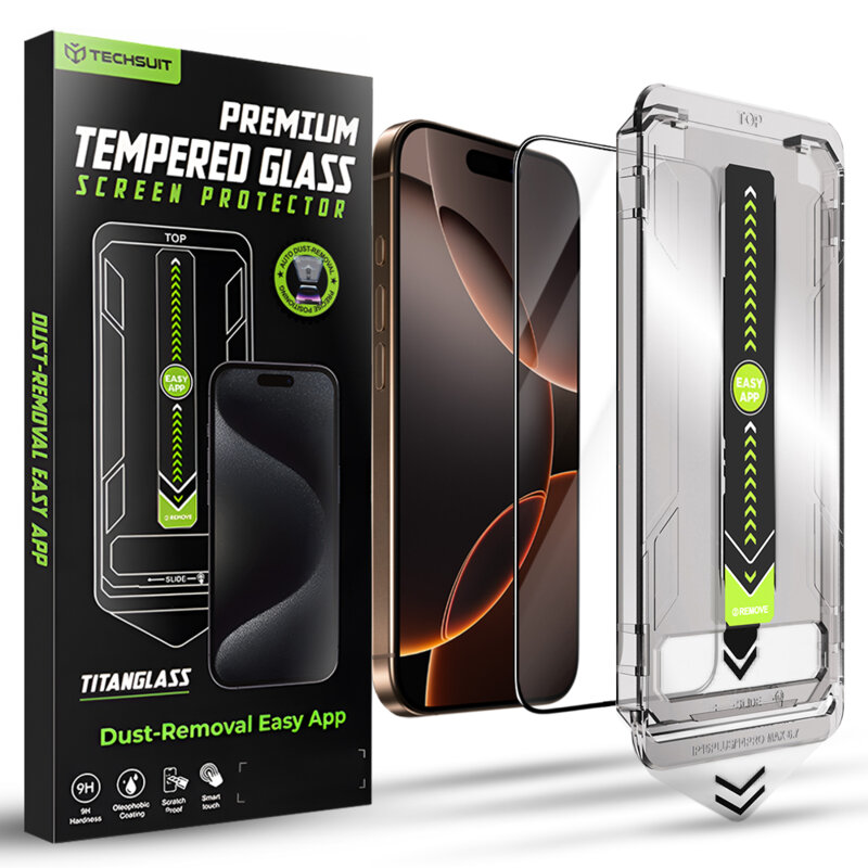 Folie iPhone 16 Pro Techsuit TitanGlass FullCover, negru