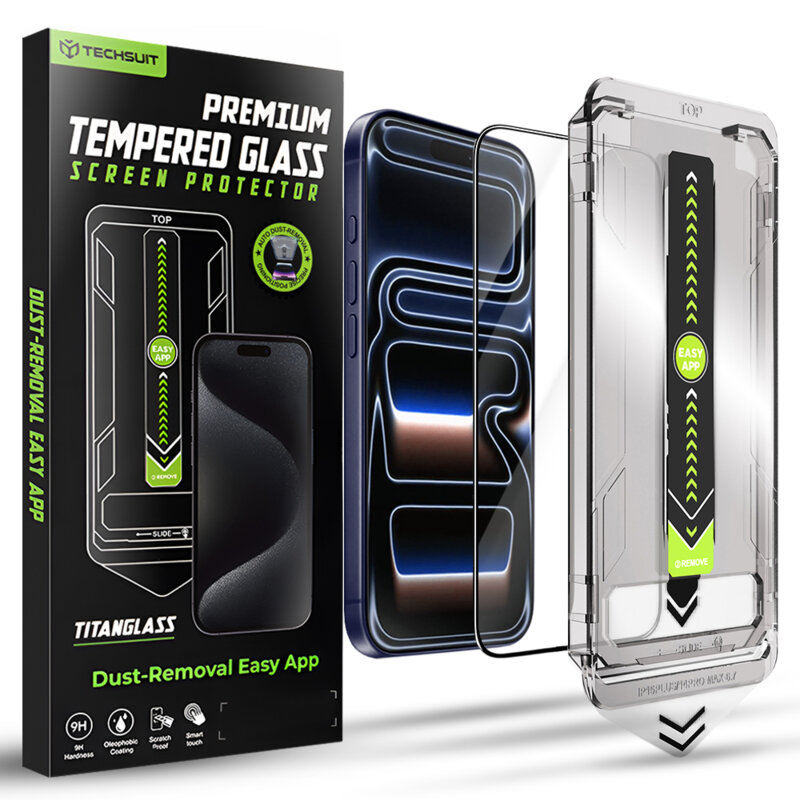 Folie iPhone 17 Pro Techsuit TitanGlass FullCover, negru