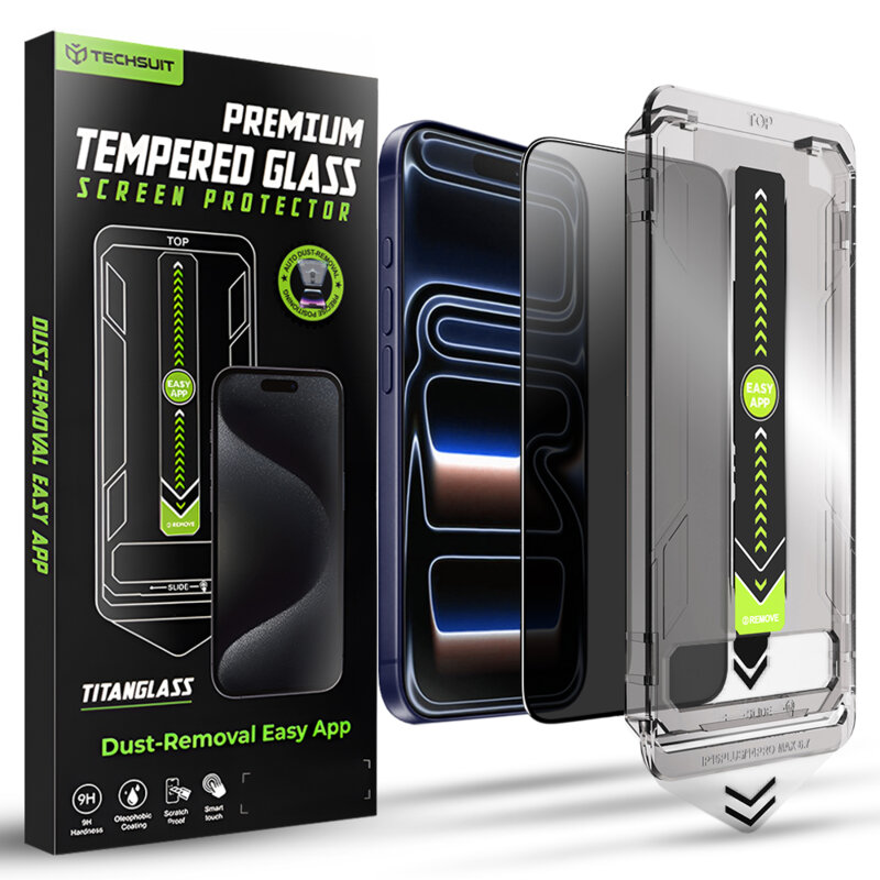 Folie iPhone 17 Pro Techsuit TitanGlass FullCover, privacy