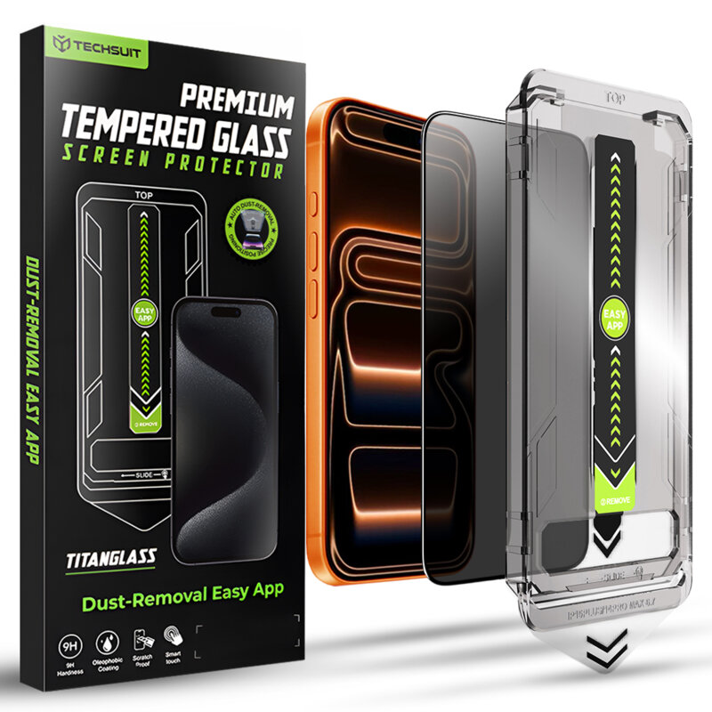 Folie iPhone 17 Pro Max Techsuit TitanGlass FullCover, privacy