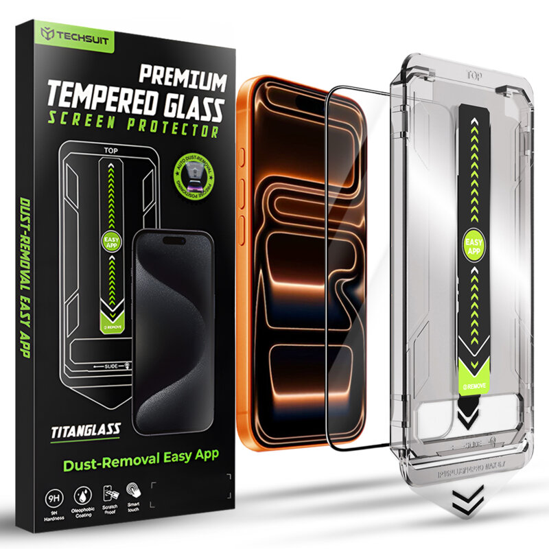 Folie iPhone 17 Pro Max Techsuit TitanGlass FullCover, negru