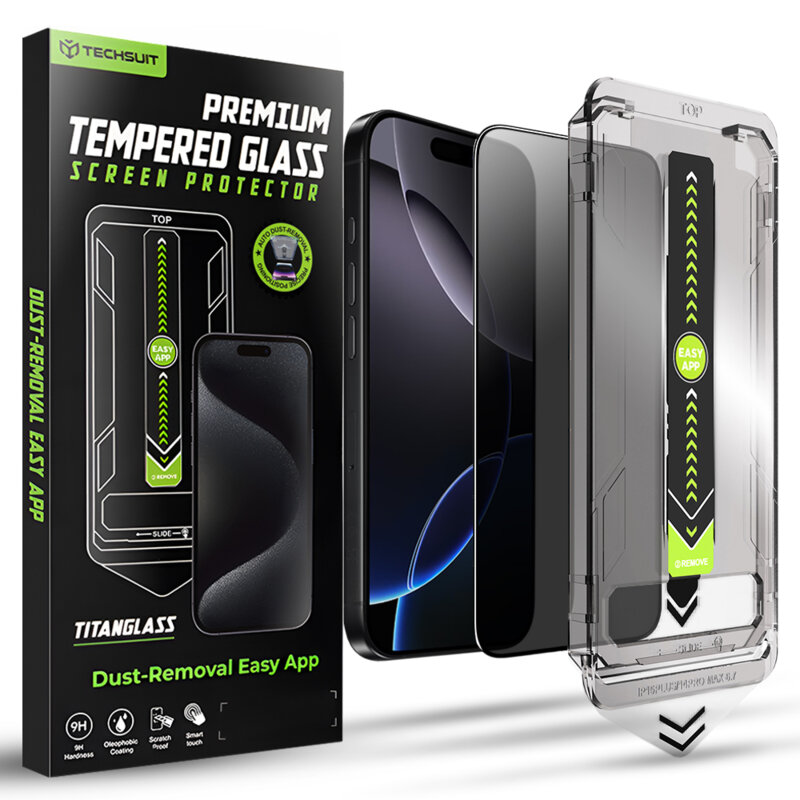 Folie iPhone 16 Pro Max Techsuit TitanGlass FullCover, privacy