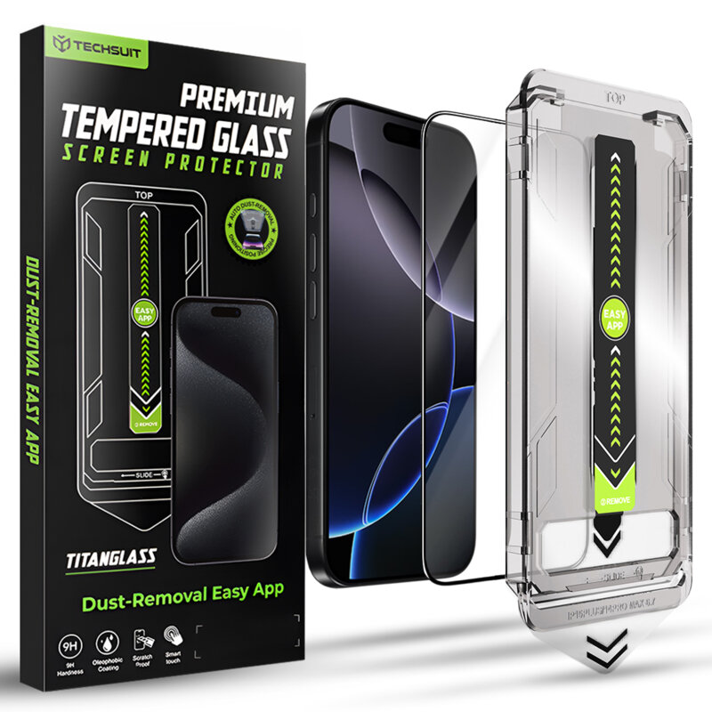 Folie iPhone 16 Pro Max Techsuit TitanGlass FullCover, negru