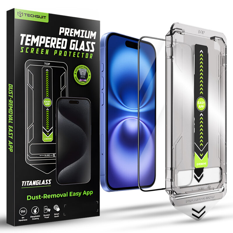 Folie iPhone 16 Techsuit TitanGlass FullCover, negru