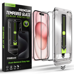[Pachet 2x] Folie iPhone 15 Techsuit TitanGlass FullCover, negru