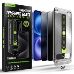 [Pachet 2x] Folie iPhone 16 Techsuit TitanGlass FullCover, privacy