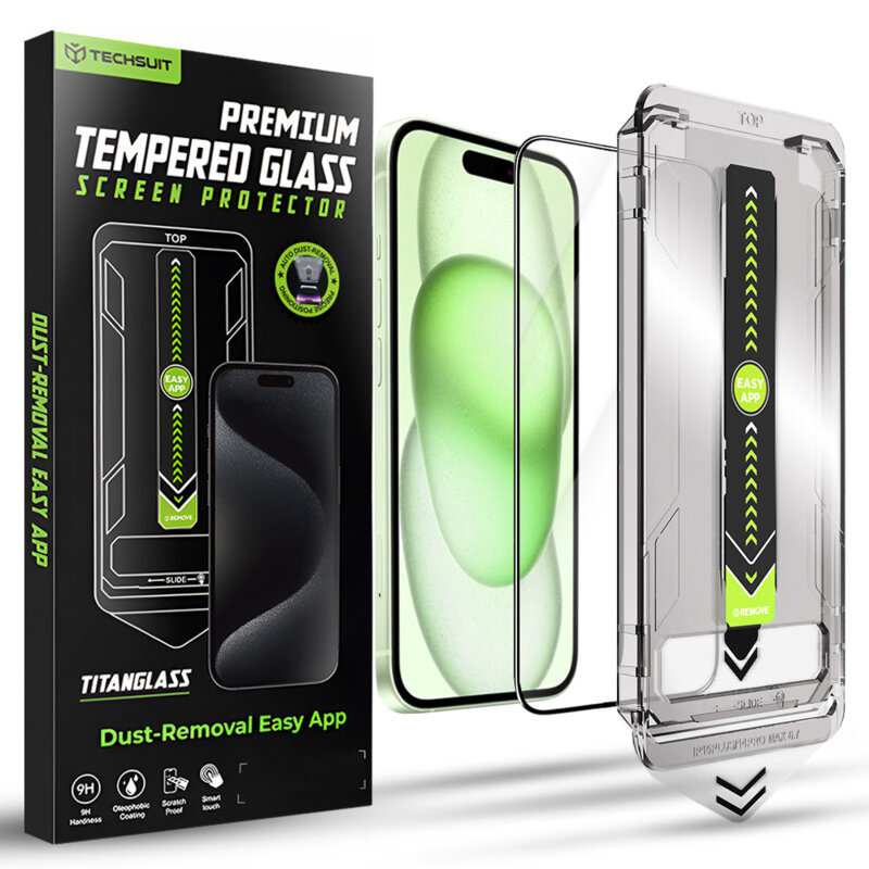 Folie iPhone 15 Plus Techsuit TitanGlass FullCover, negru