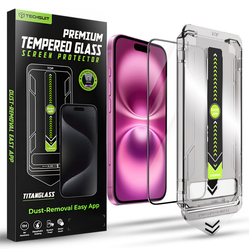 Folie iPhone 16 Plus Techsuit TitanGlass FullCover, negru