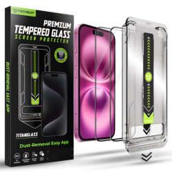 [Pachet 2x] Folie iPhone 16 Plus Techsuit TitanGlass FullCover, negru